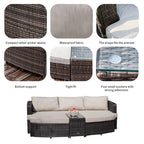 5-piece Patio Wicker Daybed Sectional Sofa Set with Side Table