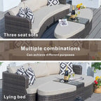 5-piece Patio Wicker Daybed Sectional Sofa Set with Side Table