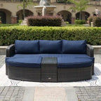 5-piece Patio Wicker Daybed Sectional Sofa Set with Side Table
