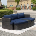 5-piece Patio Wicker Daybed Sectional Sofa Set with Side Table