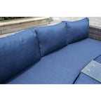 5-piece Patio Wicker Daybed Sectional Sofa Set with Side Table