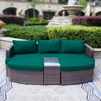 5-piece Patio Wicker Daybed Sectional Sofa Set with Side Table