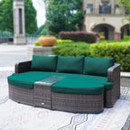 5-piece Patio Wicker Daybed Sectional Sofa Set with Side Table