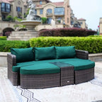 5-piece Patio Wicker Daybed Sectional Sofa Set with Side Table