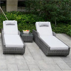 3-piece Patio Wicker Adjustable Chaise Lounge Set with Arms Throw Pillow Not Include