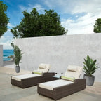 3-piece Patio Wicker Adjustable Chaise Lounge Set with Arms Throw Pillow Not Include