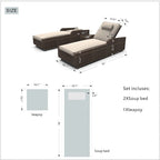 3-piece Patio Wicker Adjustable Chaise Lounge Set with Arms Throw Pillow Not Include