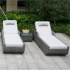 3-piece Patio Wicker Adjustable Chaise Lounge Set with Arms Throw Pillow Not Include