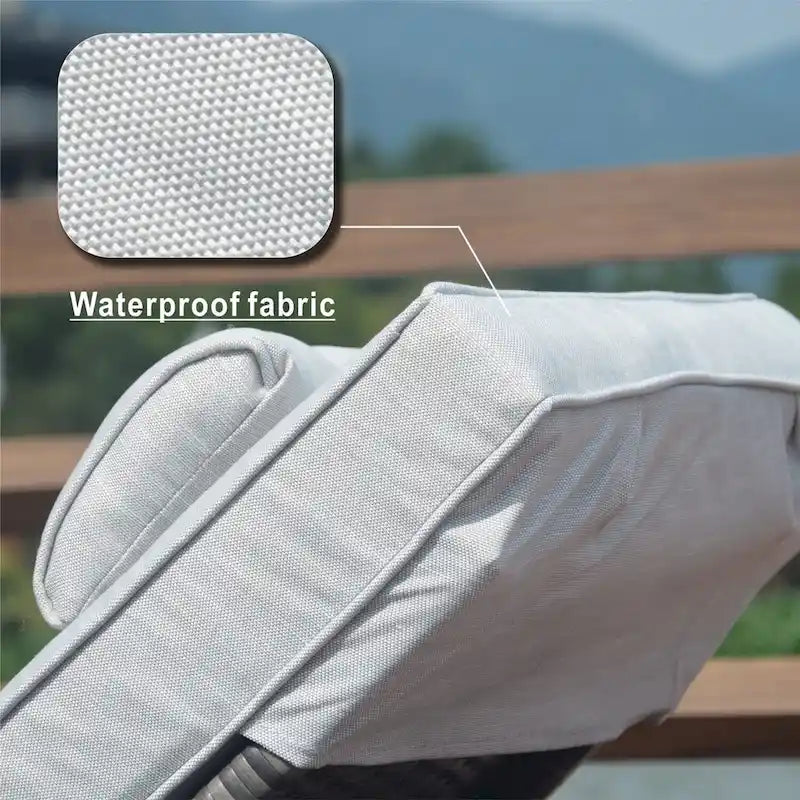 3-piece Patio Wicker Adjustable Chaise Lounge Set with Arms Throw Pillow Not Include