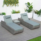 3-piece Patio Wicker Adjustable Chaise Lounge Set with Arms Throw Pillow Not Include
