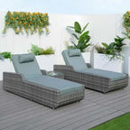 3-piece Patio Wicker Adjustable Chaise Lounge Set with Arms Throw Pillow Not Include