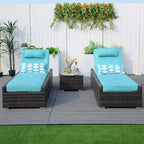 3-piece Patio Wicker Adjustable Chaise Lounge Set with Arms Throw Pillow Not Include