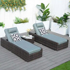 3-piece Patio Wicker Adjustable Chaise Lounge Set with Arms Throw Pillow Not Include