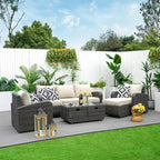 5-piece Wicker Patio Chat Set with Drawer Table