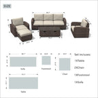 5-piece Wicker Patio Chat Set with Drawer Table