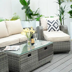 5-piece Wicker Patio Chat Set with Drawer Table