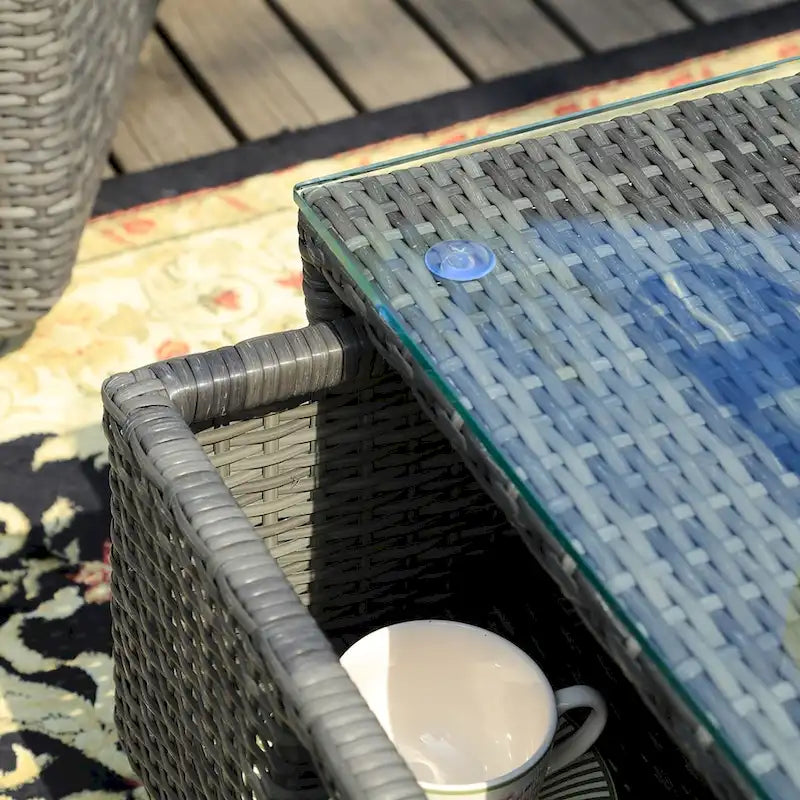 5-piece Wicker Patio Chat Set with Drawer Table