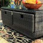 5-piece Wicker Patio Chat Set with Drawer Table
