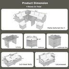 6PCS Outdoor Patio Wicker Rattan Sectional Set with Storage Box and Tempered Glass Top Table