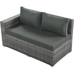 6PCS Outdoor Patio Wicker Rattan Sectional Set with Storage Box and Tempered Glass Top Table