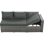 6PCS Outdoor Patio Wicker Rattan Sectional Set with Storage Box and Tempered Glass Top Table