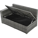 6PCS Outdoor Patio Wicker Rattan Sectional Set with Storage Box and Tempered Glass Top Table