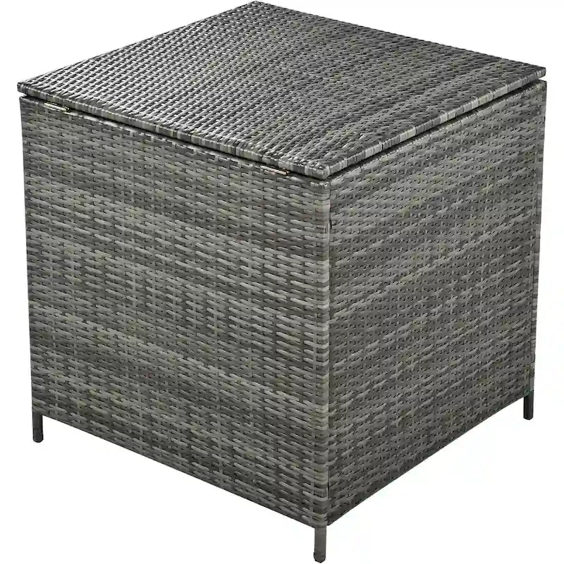 6PCS Outdoor Patio Wicker Rattan Sectional Set with Storage Box and Tempered Glass Top Table