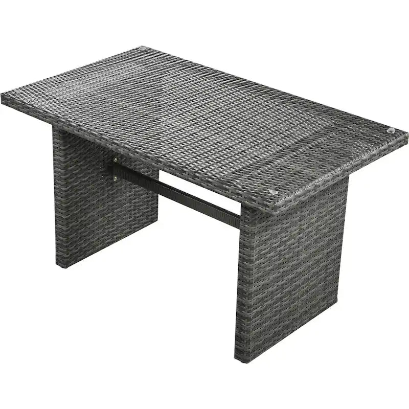 6PCS Outdoor Patio Wicker Rattan Sectional Set with Storage Box and Tempered Glass Top Table