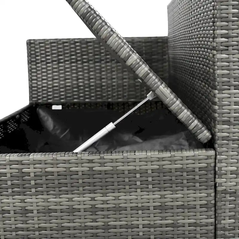 6PCS Outdoor Patio Wicker Rattan Sectional Set with Storage Box and Tempered Glass Top Table