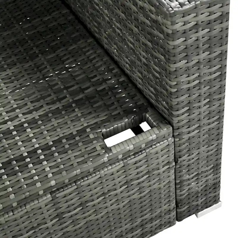 6PCS Outdoor Patio Wicker Rattan Sectional Set with Storage Box and Tempered Glass Top Table