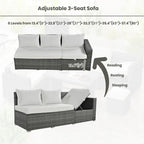 6PCS Outdoor Patio Wicker Rattan Sectional Set with Storage Box and Tempered Glass Top Table