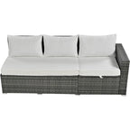 6PCS Outdoor Patio Wicker Rattan Sectional Set with Storage Box and Tempered Glass Top Table