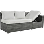 6PCS Outdoor Patio Wicker Rattan Sectional Set with Storage Box and Tempered Glass Top Table