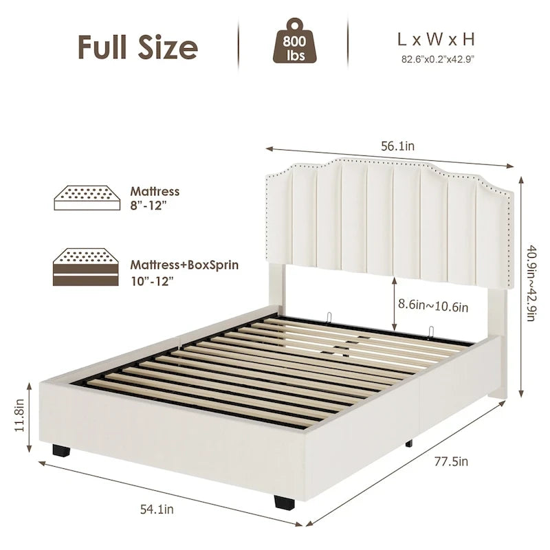 Lit double en velours avec sommier relevable
