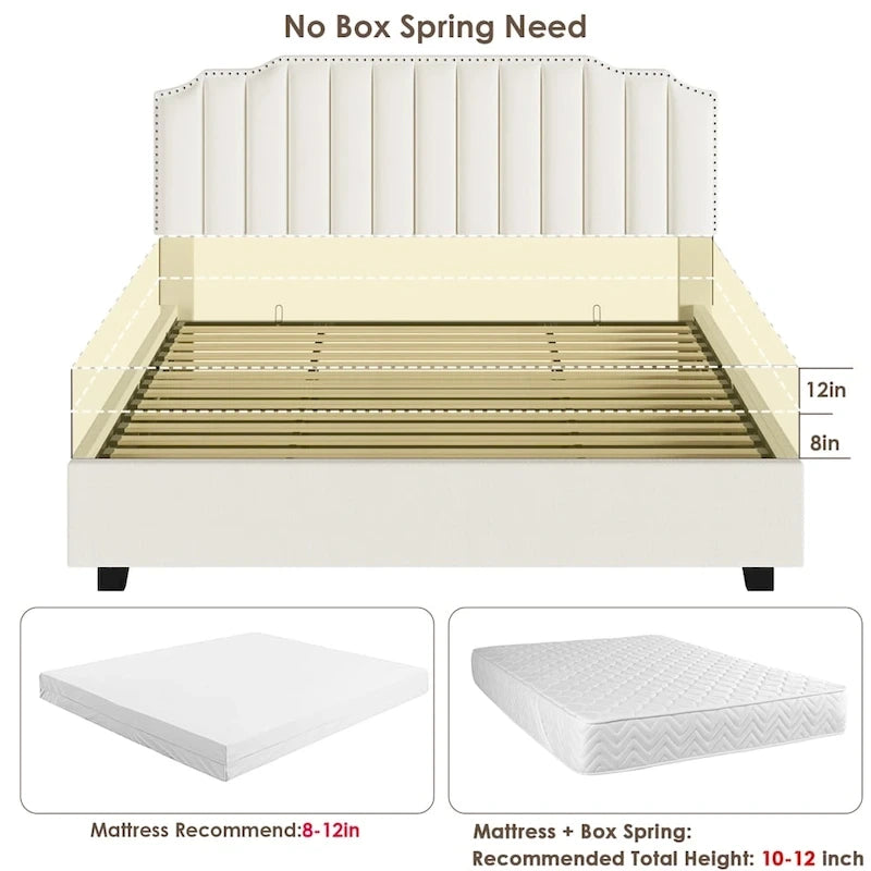 Lit double en velours avec sommier relevable
