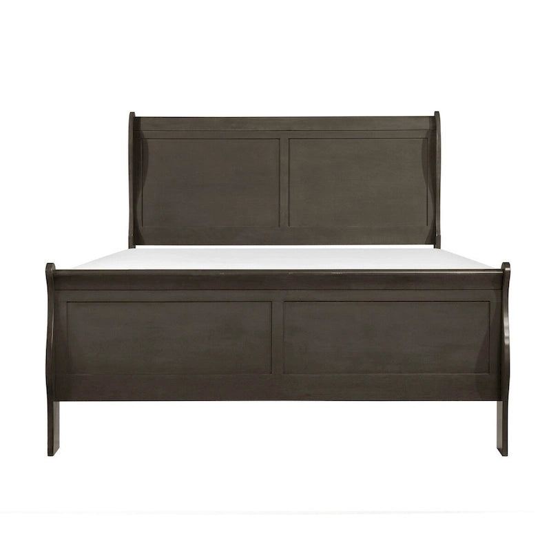 Lit traîneau Gage Traditional California King, cadre en bois, gris teinté