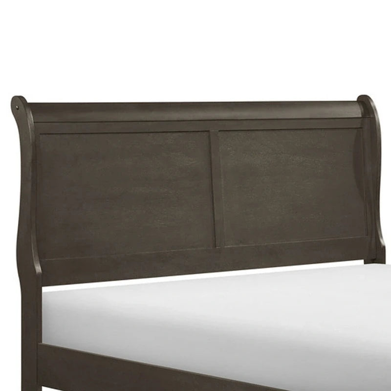 Lit traîneau Gage Traditional California King, cadre en bois, gris teinté