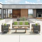Corvus Iona 4-piece Patio Eucalyptus Wood and Rope Sofa Seating Set with Sunbrella Fabric