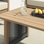Corvus Iona 4-piece Patio Eucalyptus Wood and Rope Sofa Seating Set with Sunbrella Fabric