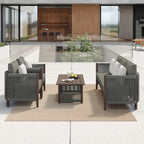 Corvus Iona 4-piece Patio Eucalyptus Wood and Rope Sofa Seating Set with Sunbrella Fabric