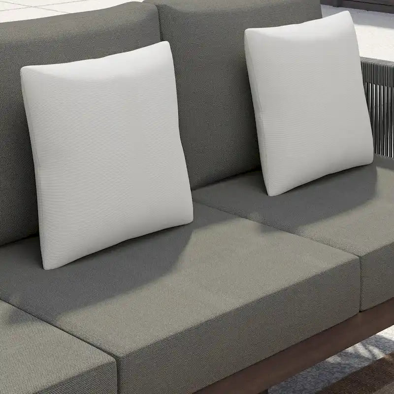 Corvus Iona 4-piece Patio Eucalyptus Wood and Rope Sofa Seating Set with Sunbrella Fabric