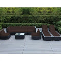 Ohana Outdoor Patio 9 Piece Black Wicker Sofa and Chaise Lounge Set - No Assembly