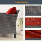 LIVOOSUN Outdoor 7Pcs Furniture Conversation Gray Rattan Sofa Set w/2 Tables