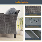 LIVOOSUN Outdoor 7Pcs Furniture Conversation Gray Rattan Sofa Set w/2 Tables