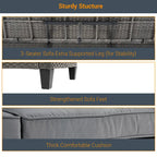 LIVOOSUN Outdoor 7Pcs Furniture Conversation Gray Rattan Sofa Set w/2 Tables