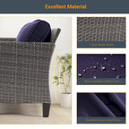 LIVOOSUN Outdoor 7Pcs Furniture Conversation Gray Rattan Sofa Set w/2 Tables