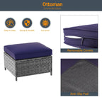 LIVOOSUN Outdoor 7Pcs Furniture Conversation Gray Rattan Sofa Set w/2 Tables