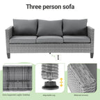 LIVOOSUN Outdoor 7Pcs Furniture Conversation Gray Rattan Sofa Set w/2 Tables