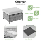 LIVOOSUN Outdoor 7Pcs Furniture Conversation Gray Rattan Sofa Set w/2 Tables