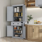 Meuble de rangement pour garde-manger de cuisine 72, armoire autoportante traditionnelle avec 4 portes et 3 étagères réglables, grand tiroir central